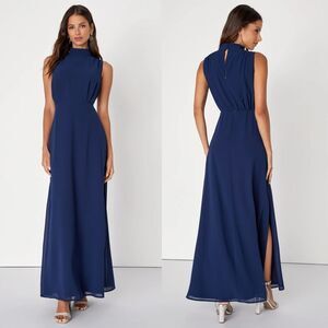 knee length dresses for ladies Tracy Studio Navy Blue Long Sleeve Trapezoid Neckline Bodycon Full Dress